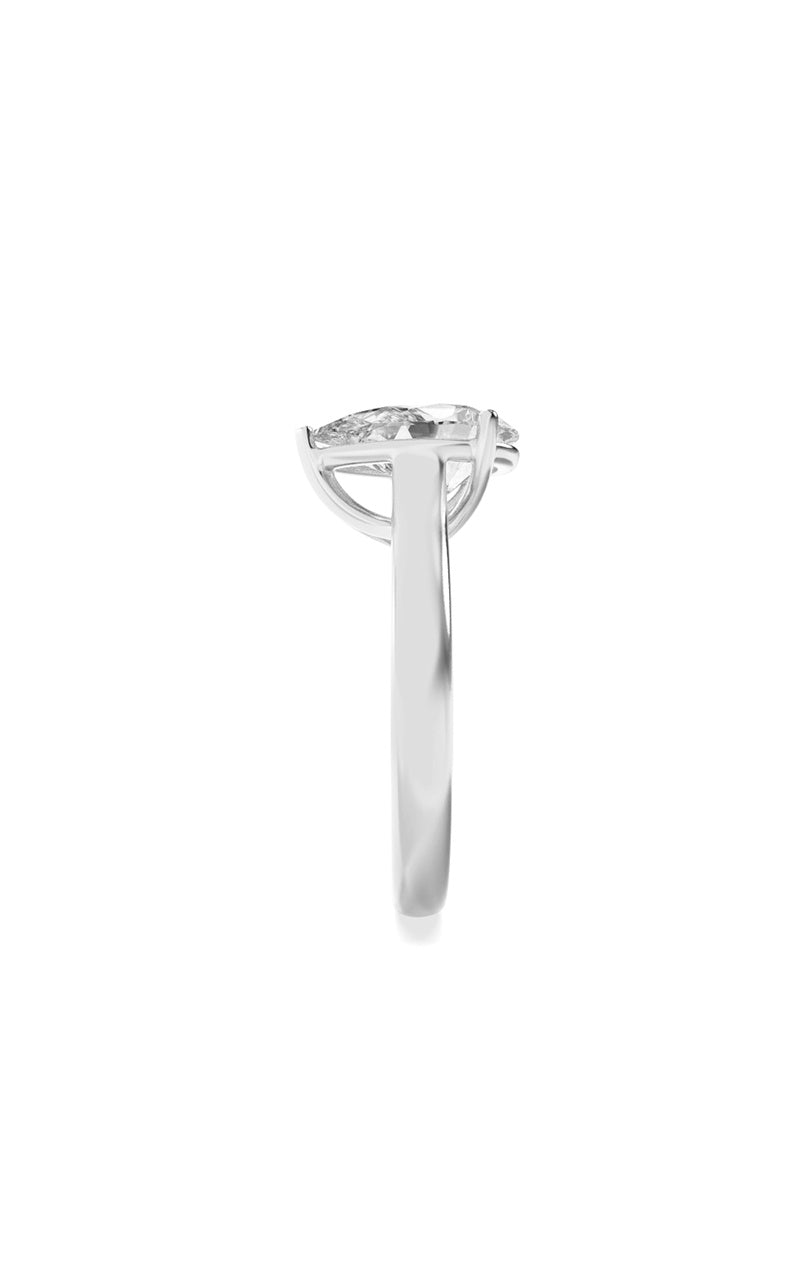 1Cttw Pear Shaped Lab Grown Diamond (F/VS) Plain Cathedral Trellis Shank Solitaire Engagement Ring in 14K Gold
