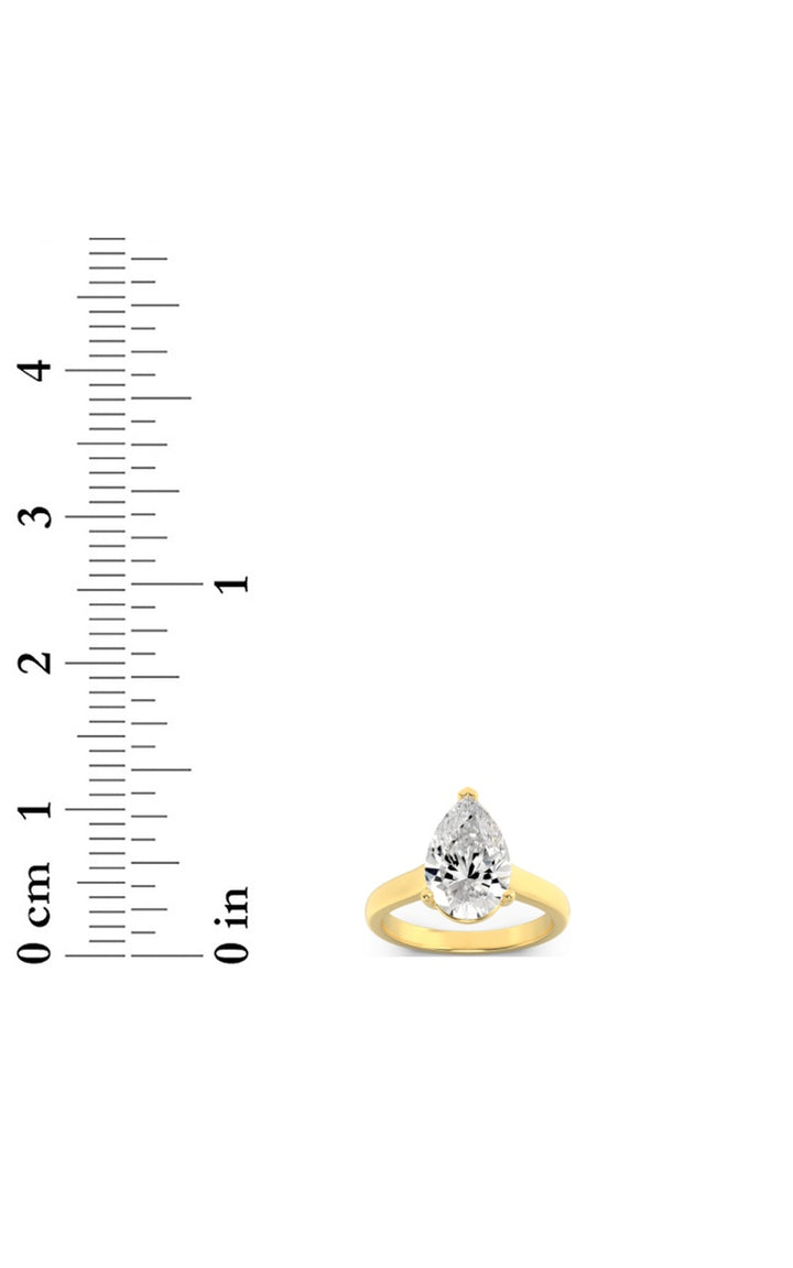 2CTW Pear Shaped Lab Grown Diamond (F/VS) Plain Cathedral Trellis Shank Solitaire Engagement Ring in 14K Gold