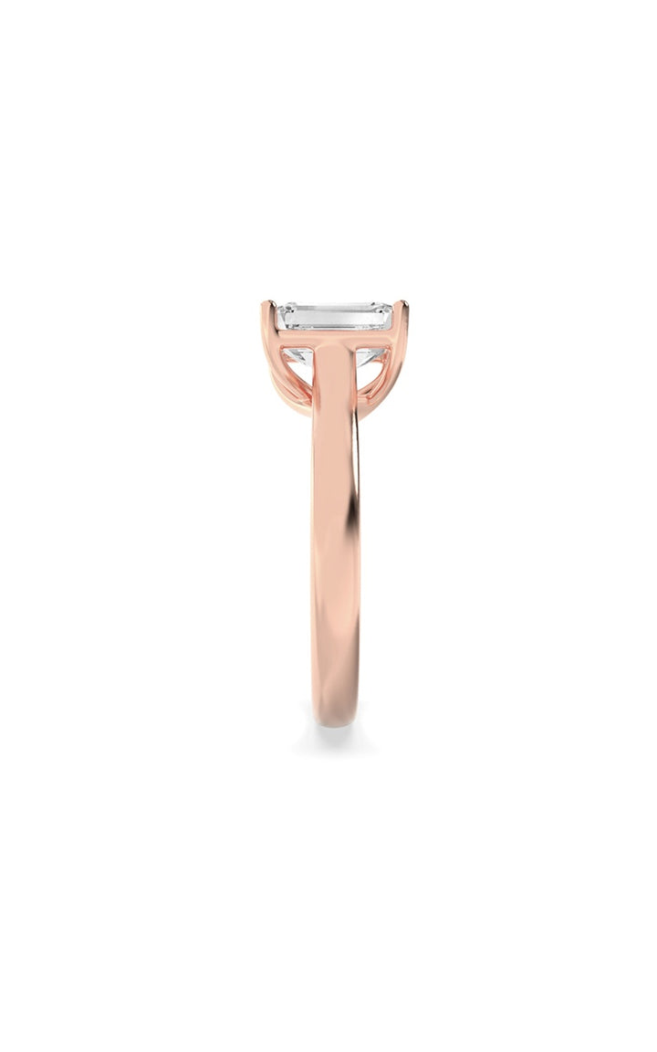 1Cttw Radiant Shaped Lab Grown Diamond (F/VS) Plain Cathedral Trellis Shank Solitaire Engagement Ring in 14K Gold