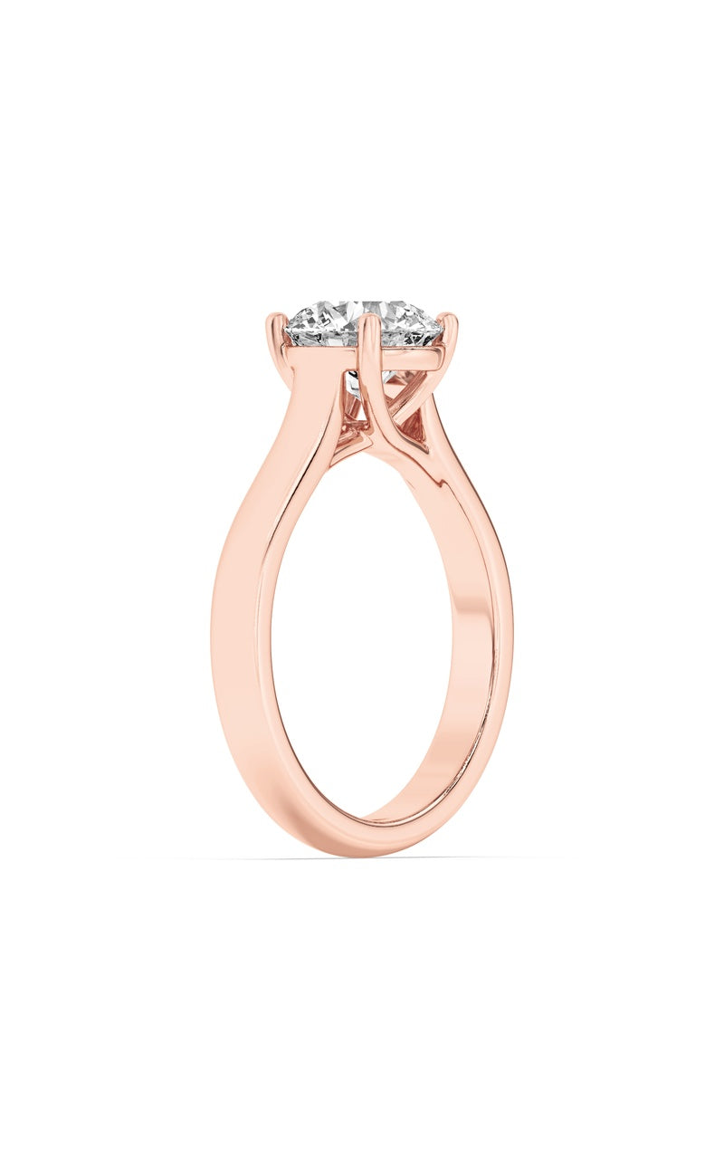 1Cttw Round Shaped Lab Grown Diamond (F/VS) PlainCathedral Trellis Shank Solitaire Engagement Ringin 14K Gold
