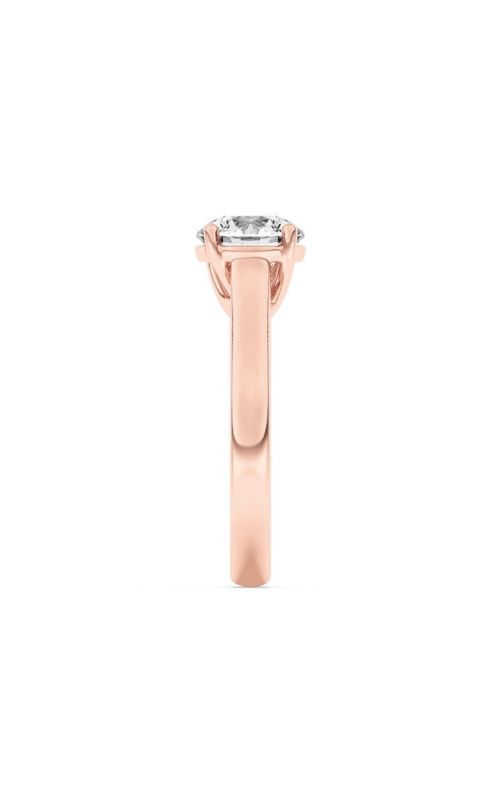 1CTW Round Shaped Lab Grown Diamond (F/VS) Plain Cathedral Trellis Shank Solitaire Engagement Ring in 14K Gold
