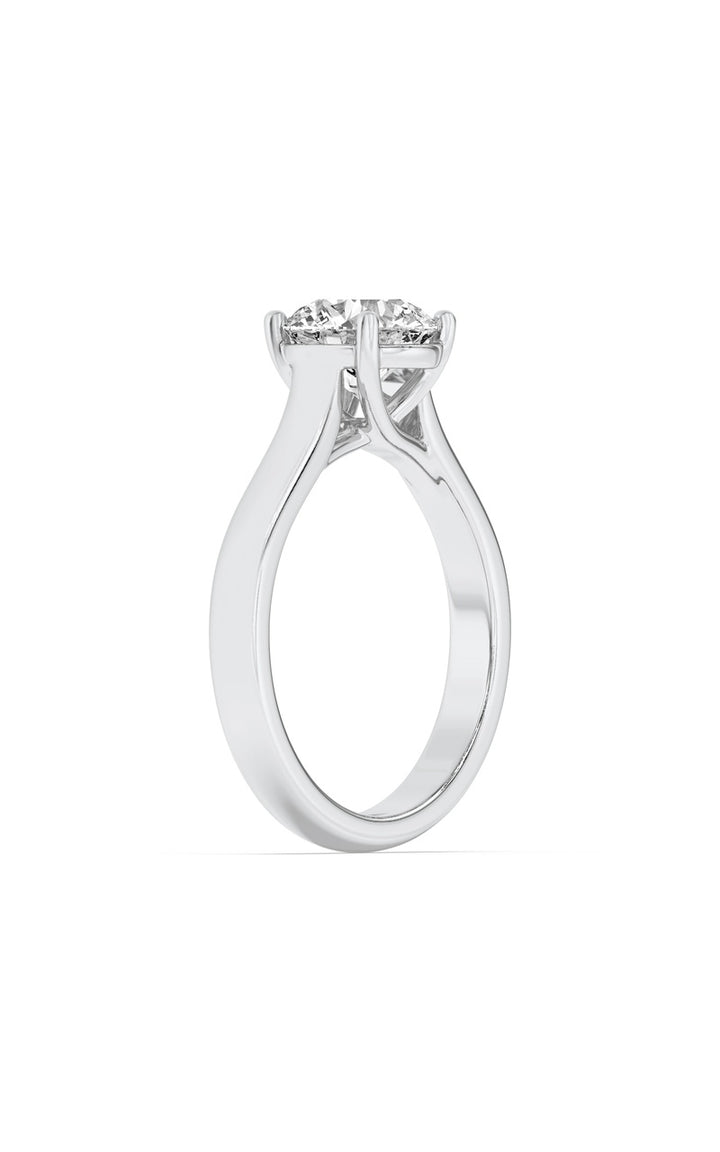 2CTW Round Shaped Lab Grown Diamond (F/VS) Plain Cathedral Trellis Shank Solitaire Engagement Ring in 14K Gold