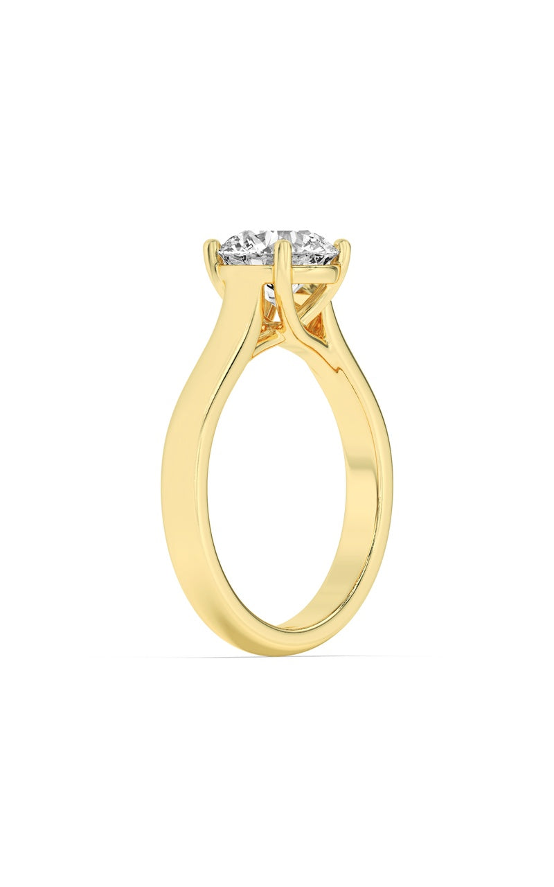 2Cttw Round Shaped Lab Grown Diamond (F/VS) PlainCathedral Trellis Shank Solitaire Engagement Ringin 14K Gold
