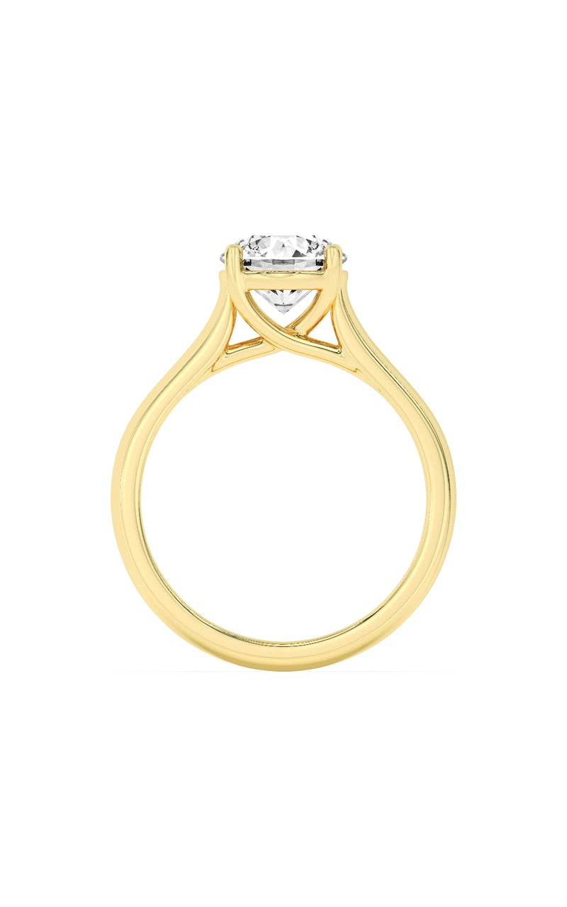 2Cttw Round Shaped Lab Grown Diamond (F/VS) PlainCathedral Trellis Shank Solitaire Engagement Ringin 14K Gold