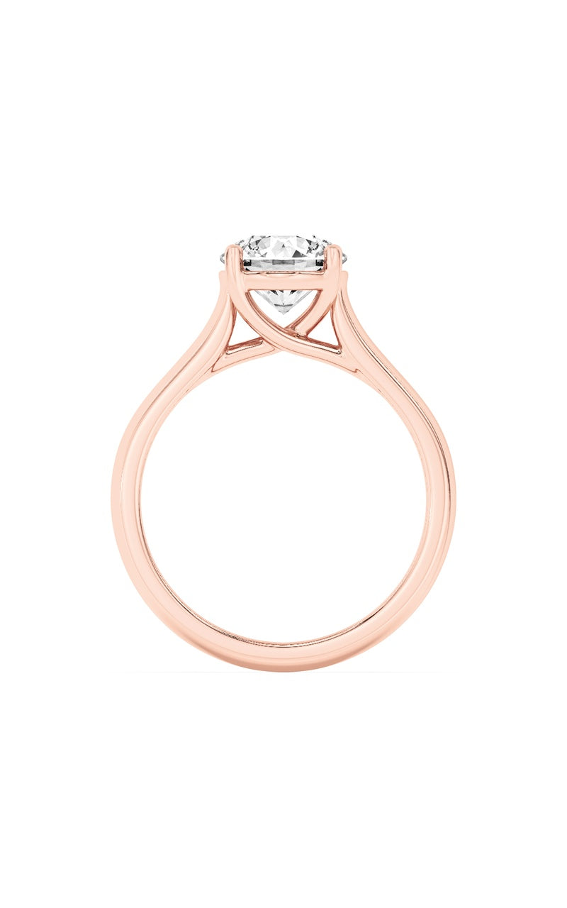 2CTW Round Shaped Lab Grown Diamond (F/VS) Plain Cathedral Trellis Shank Solitaire Engagement Ring in 14K Gold