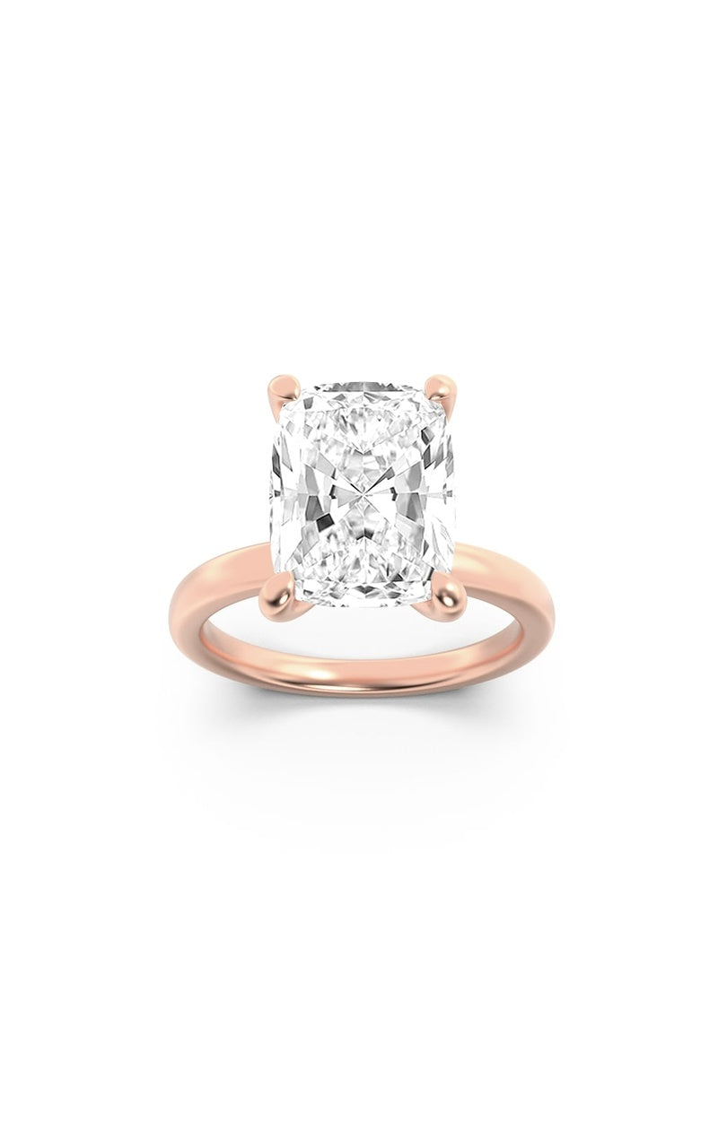 3.25CTW Elongated Cushion Shaped Lab Grown Diamond (F/VS) Hidden Halo Plain Shank Engagement Ring in 14K Gold
