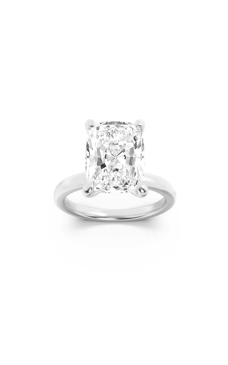 2CTW Elongated Cushion Shaped Lab Grown Diamond (F/VS) Hidden Halo Plain Shank Engagement Ring in 14K Gold