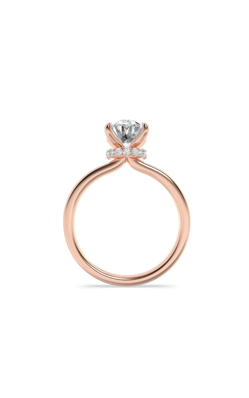2Cttw Oval Shaped Lab Grown Diamond (F/VS) HiddenHalo Plain Shank Engagement Ring in 14K Gold