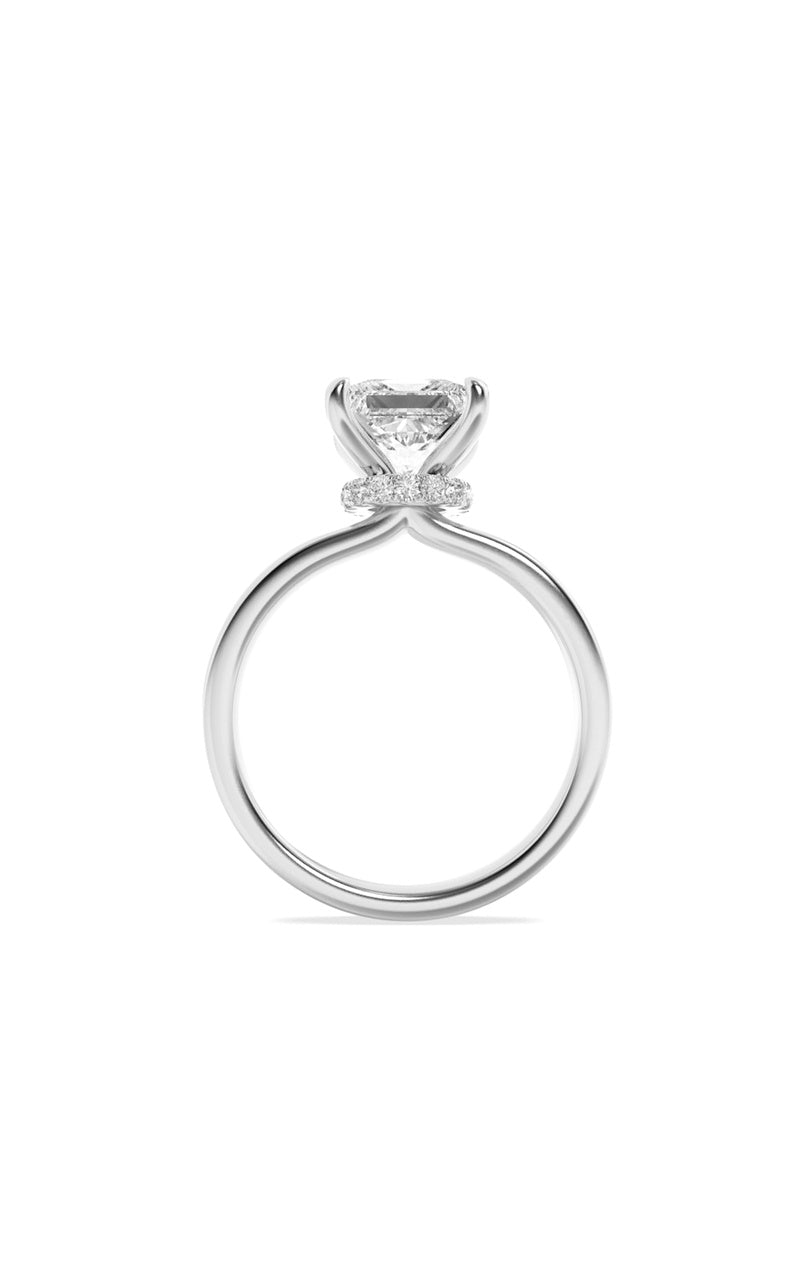 2CTW Princess Shaped Lab Grown Diamond (F/VS) Hidden Halo Plain Shank Engagement Ring in 14K Gold, 14K White Gold