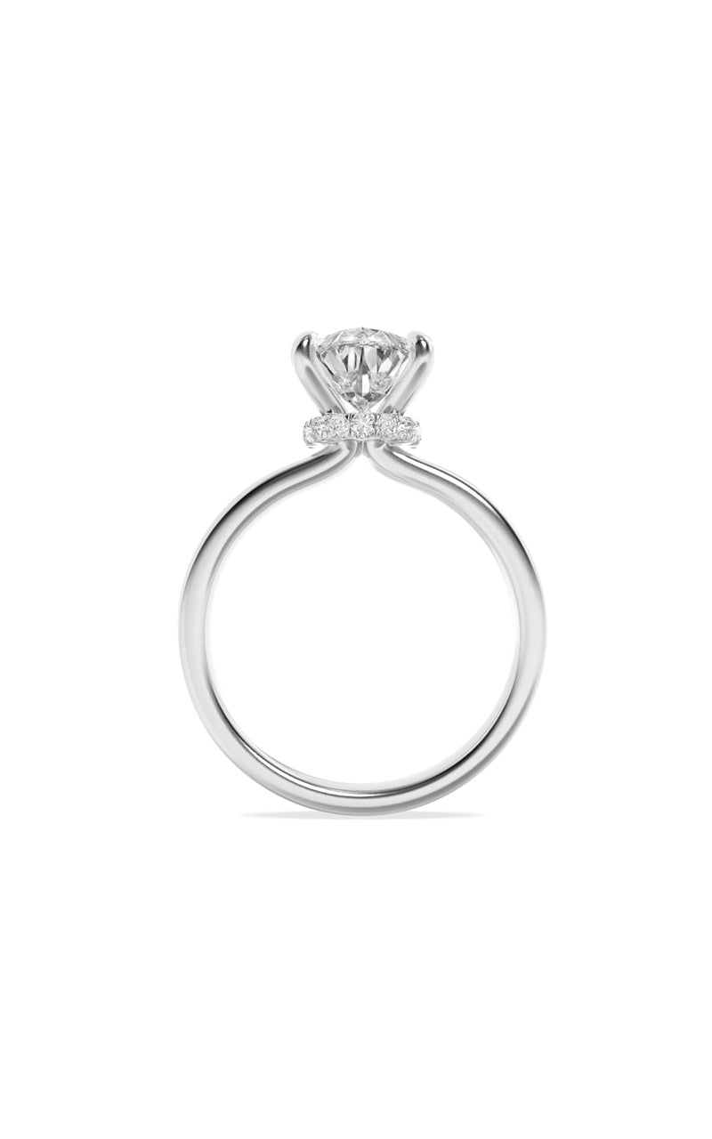 2CTW Pear Shaped Lab Grown Diamond (F/VS) Hidden Halo Plain Shank Engagement Ring in 14K Gold