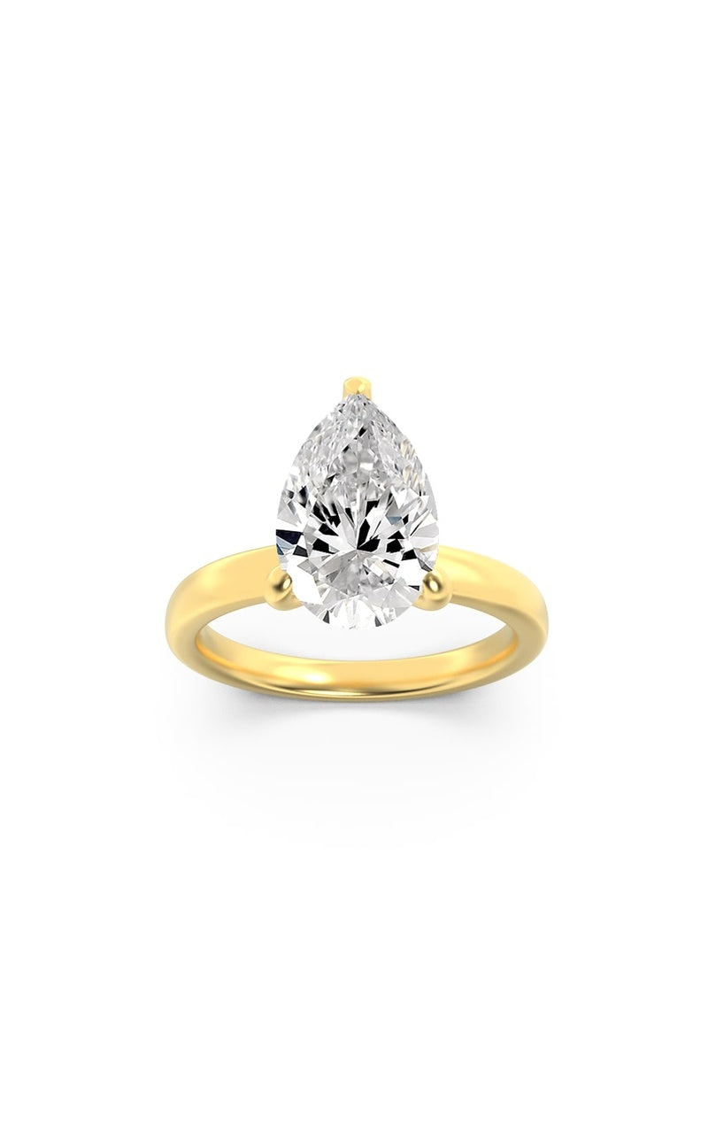 2Cttw Pear Shaped Lab Grown Diamond (F/VS) HiddenHalo Plain Shank Engagement Ring in 14K Gold