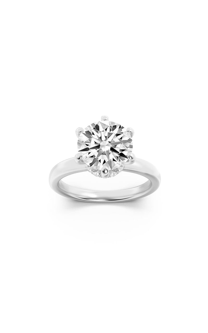 2Cttw Round Shaped Lab Grown Diamond (F/VS) HiddenHalo Plain Shank Engagement Ring in 14K Gold