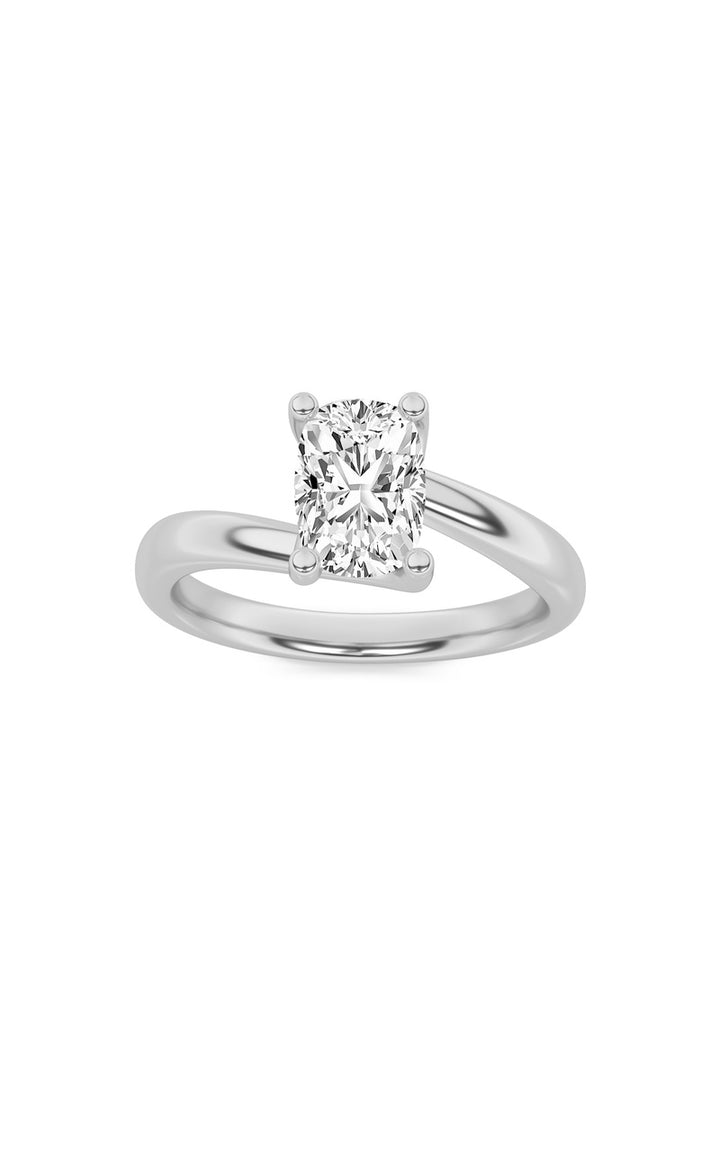 1Cttw Elongated Cushion Shaped Lab Grown Diamond (F/VS) Bypass Shank Engagement Ring in 14K Gold