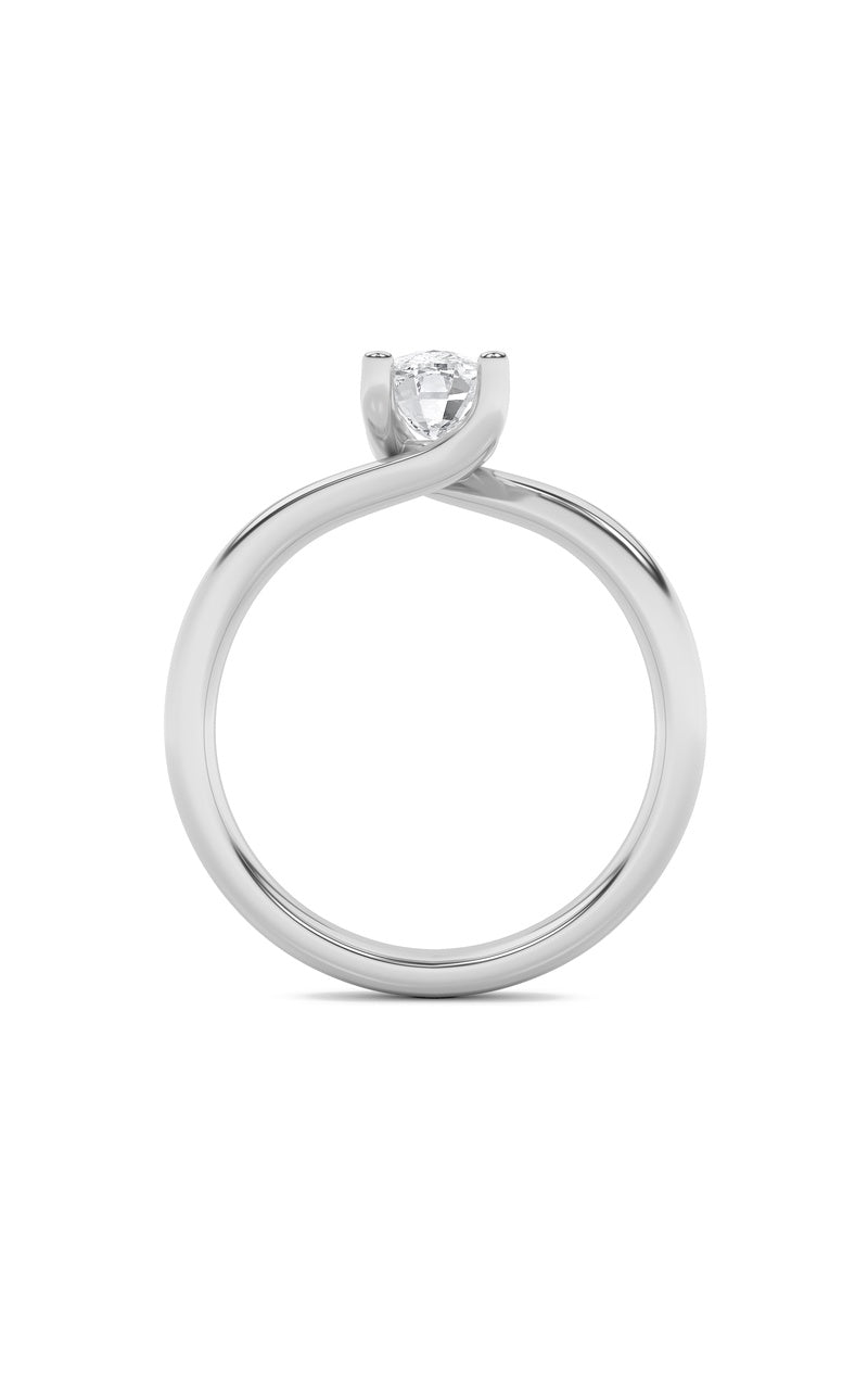 1CTW Elongated Cushion Shaped Lab Grown Diamond (F/VS) Bypass Shank Engagement Ring in 14K Gold