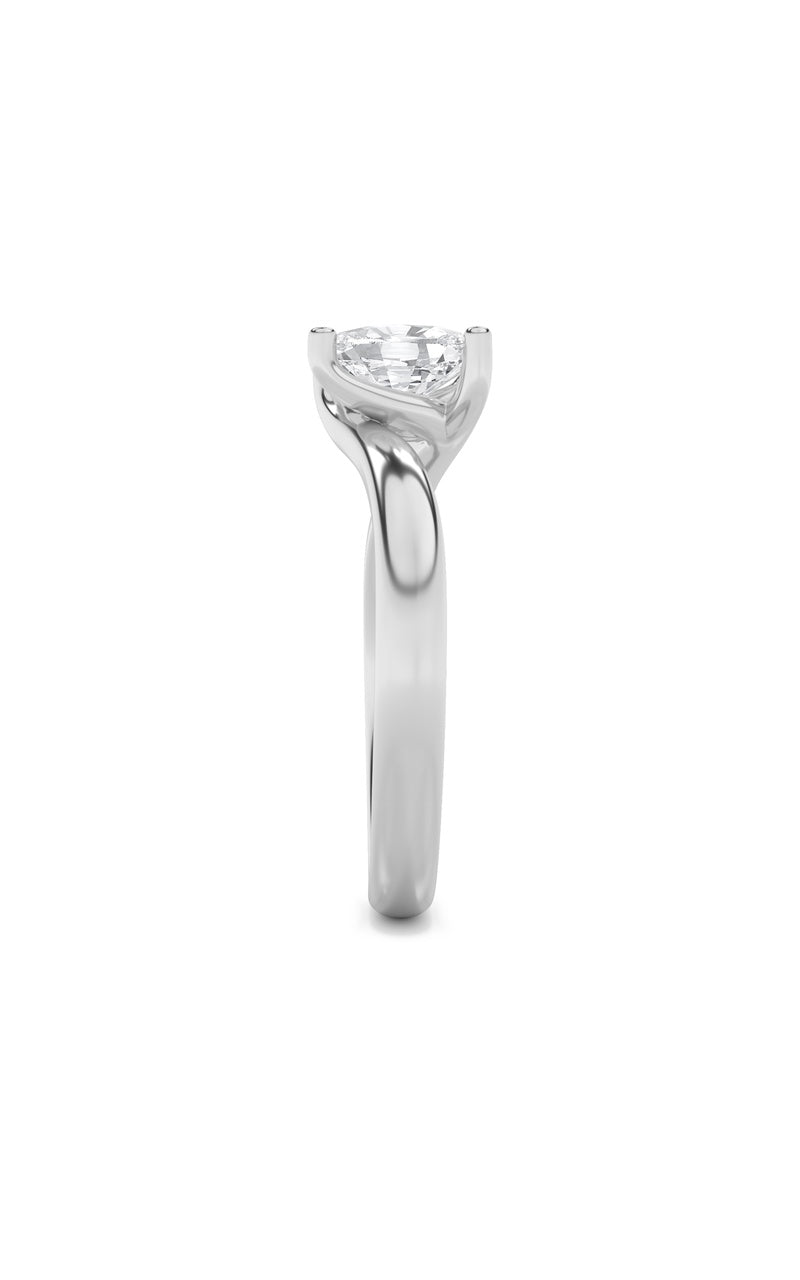 1CTW Elongated Cushion Shaped Lab Grown Diamond (F/VS) Bypass Shank Engagement Ring in 14K Gold