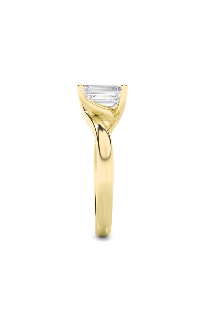 1Cttw Emerald Shaped Lab Grown Diamond (F/VS) Bypass Shank Engagement Ring in 14K Gold
