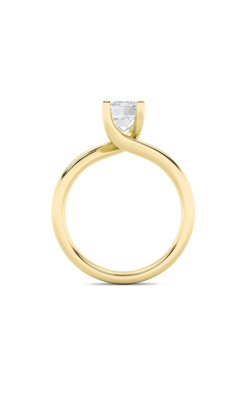 3CTW Emerald Shaped Lab Grown Diamond (F/VS) Bypass Shank Engagement Ring in 14K Gold