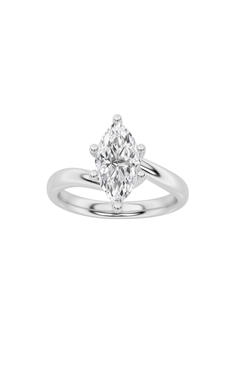 1CTW Marquise Shaped Lab Grown Diamond (F/VS) Bypass Shank Engagement Ring in 14K Gold