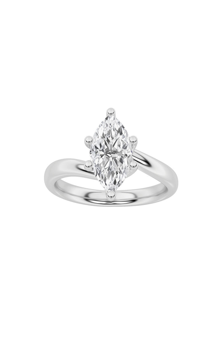 1CTW Marquise Shaped Lab Grown Diamond (F/VS) Bypass Shank Engagement Ring in 14K Gold