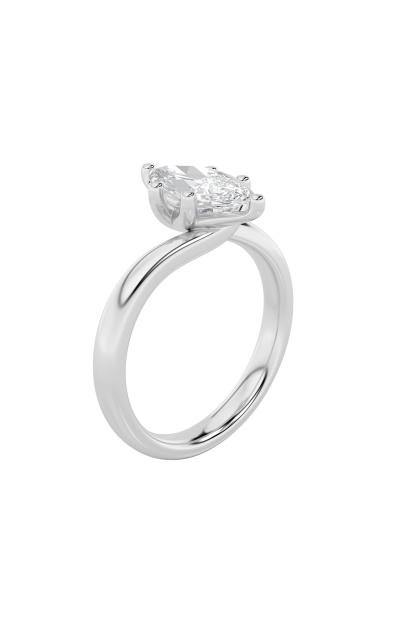 1CTW Marquise Shaped Lab Grown Diamond (F/VS) Bypass Shank Engagement Ring in 14K Gold