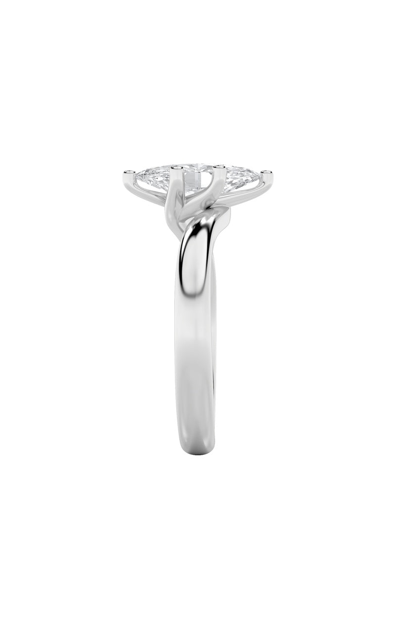 1CTW Marquise Shaped Lab Grown Diamond (F/VS) Bypass Shank Engagement Ring in 14K Gold