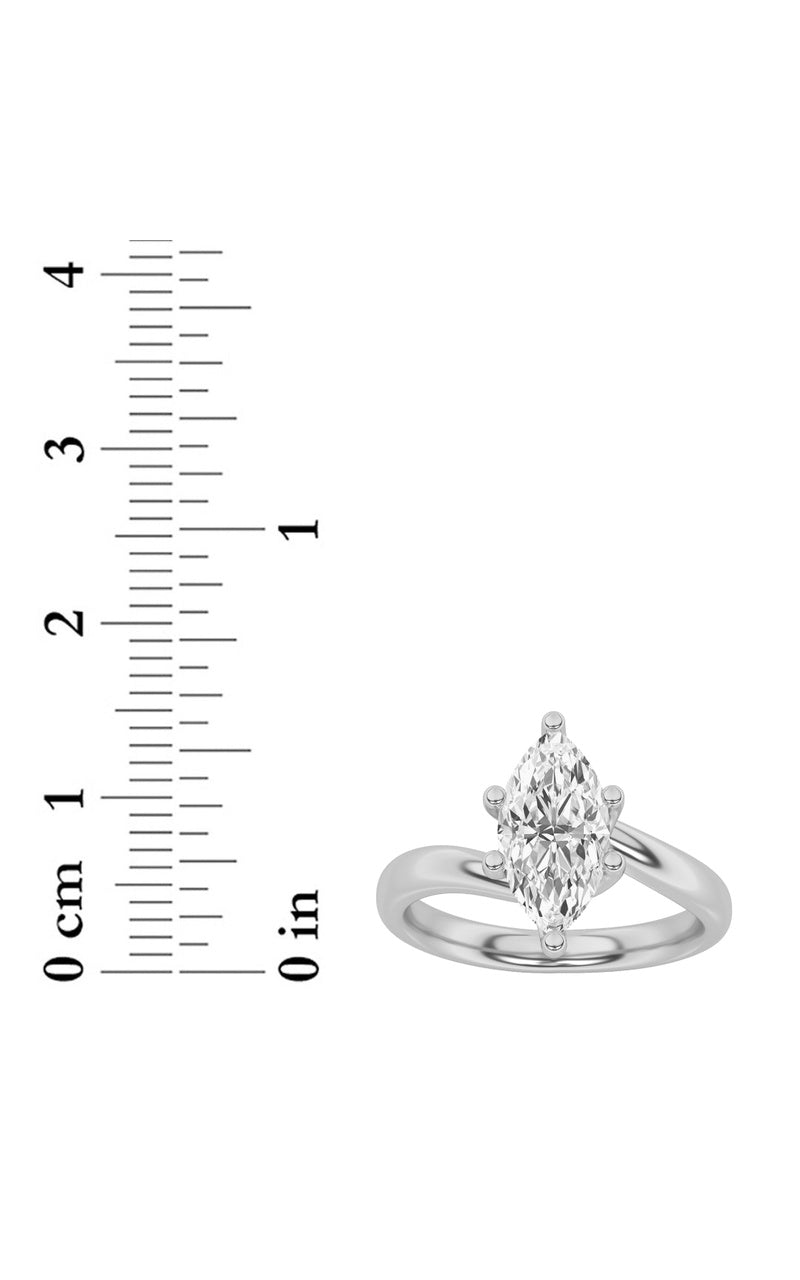 1CTW Marquise Shaped Lab Grown Diamond (F/VS) Bypass Shank Engagement Ring in 14K Gold