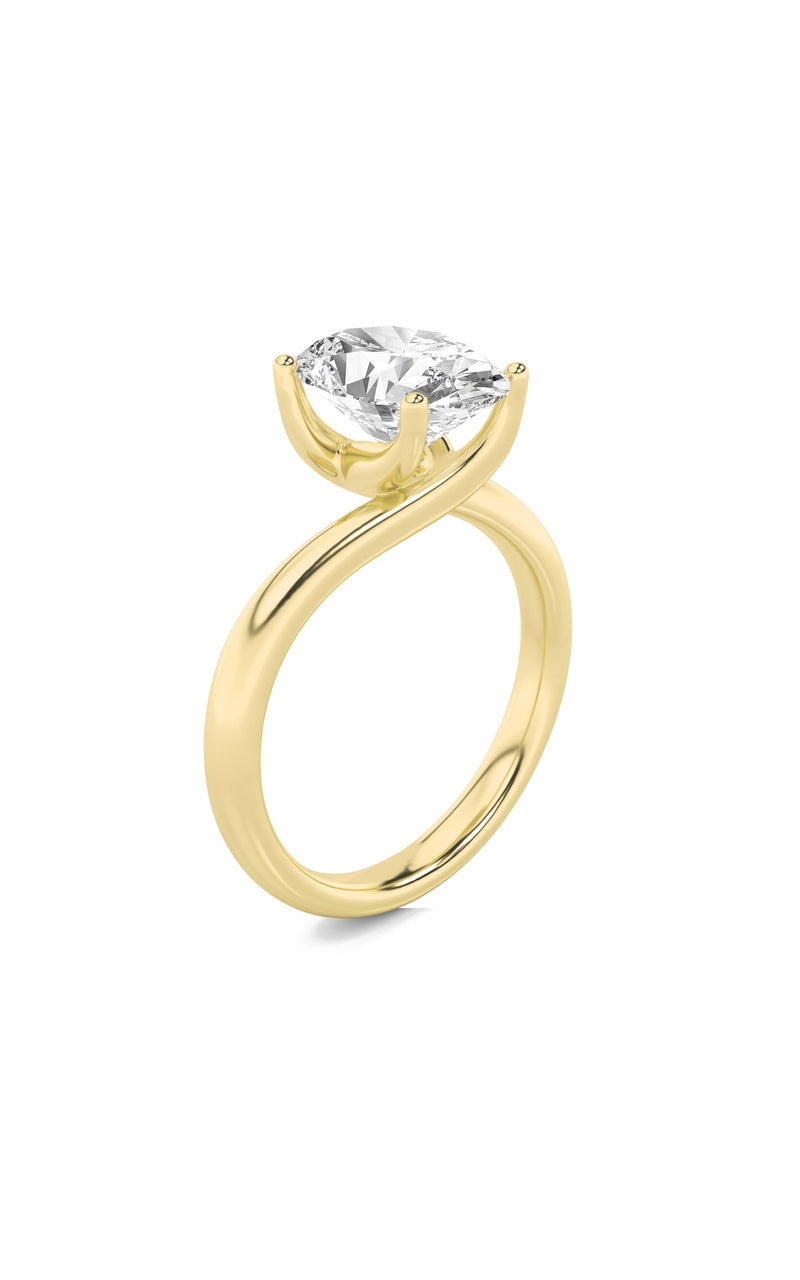 1CTW Oval Shaped Lab Grown Diamond (F/VS) Bypass Shank Engagement Ring in 14K Gold