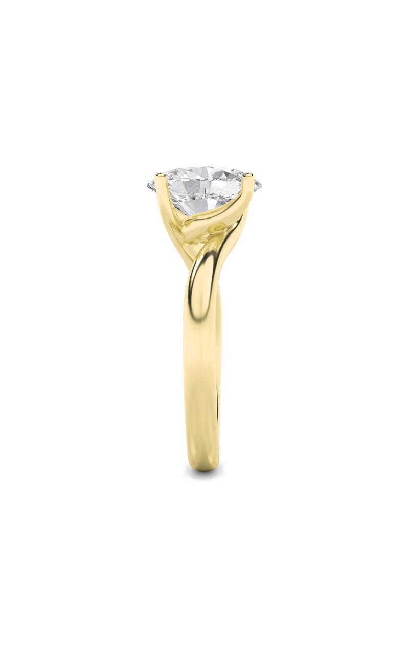 1CTW Oval Shaped Lab Grown Diamond (F/VS) Bypass Shank Engagement Ring in 14K Gold