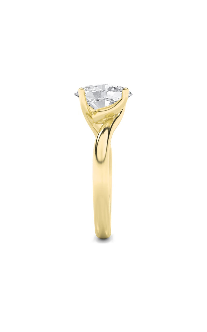 1CTW Oval Shaped Lab Grown Diamond (F/VS) Bypass Shank Engagement Ring in 14K Gold