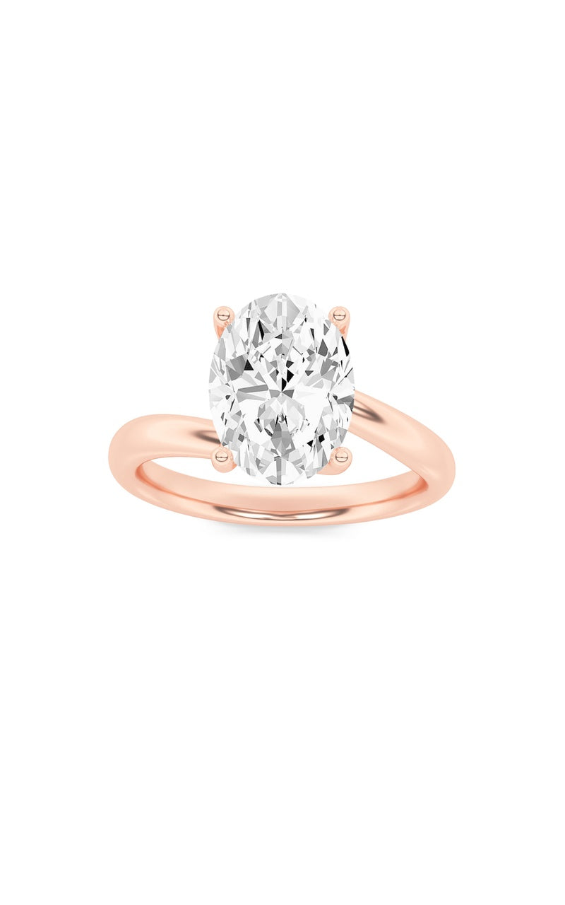 2Cttw Oval Shaped Lab Grown Diamond (F/VS) Bypass Shank Engagement Ring in 14K Gold