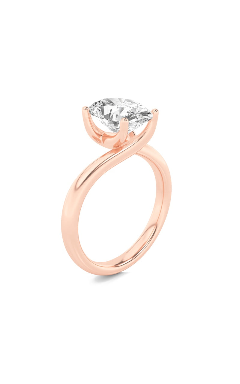 2Cttw Oval Shaped Lab Grown Diamond (F/VS) BypassShank Engagement Ring in 14K Gold
