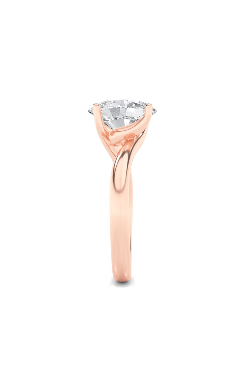 2CTW Oval Shaped Lab Grown Diamond (F/VS) Bypass Shank Engagement Ring in 14K Gold