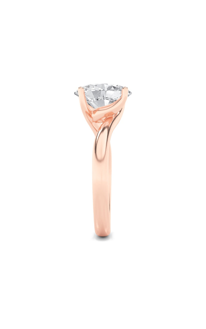 2CTW Oval Shaped Lab Grown Diamond (F/VS) Bypass Shank Engagement Ring in 14K Gold