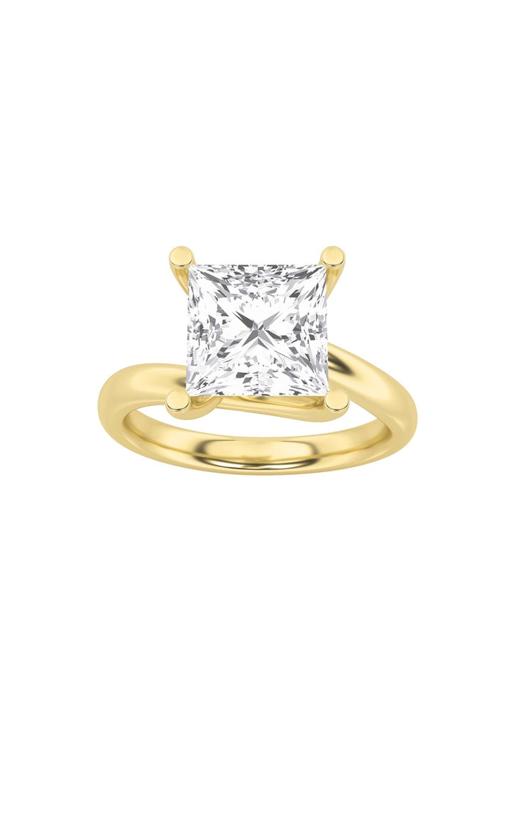 2Cttw Princess Shaped Lab Grown Diamond (F/VS) Bypass Shank Engagement Ring in 14K Gold
