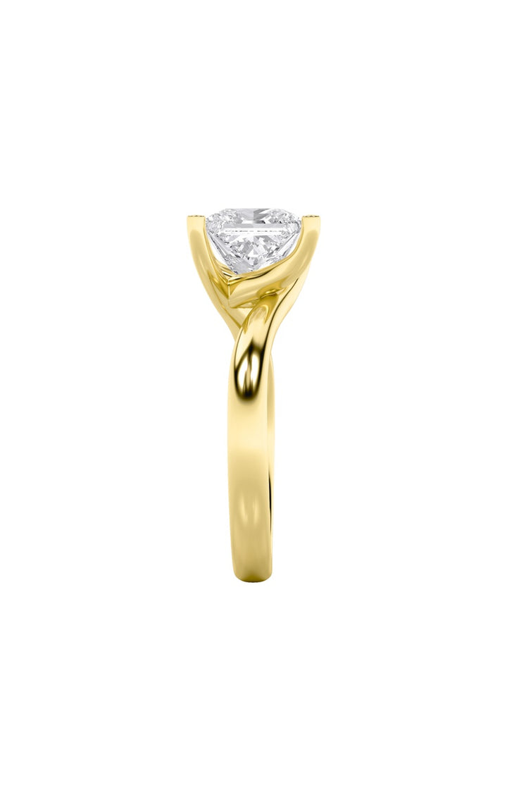 2Cttw Princess Shaped Lab Grown Diamond (F/VS) Bypass Shank Engagement Ring in 14K Gold