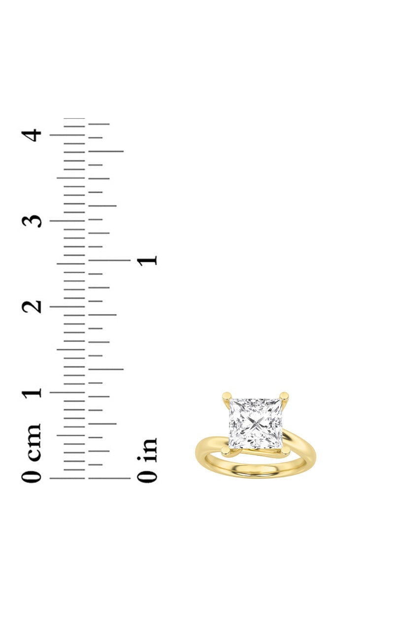 2CTW Princess Shaped Lab Grown Diamond (F/VS) Bypass Shank Engagement Ring in 14K Gold