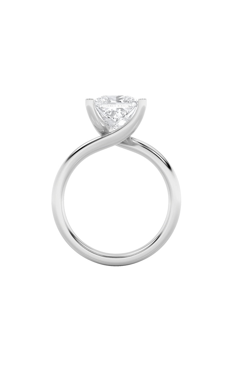 3Cttw Princess Shaped Lab Grown Diamond (F/VS) Bypass Shank Engagement Ring in 14K Gold