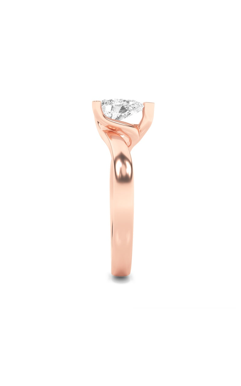 2CTW Pear Shaped Lab Grown Diamond (F/VS) Bypass Shank Engagement Ring in 14K Gold
