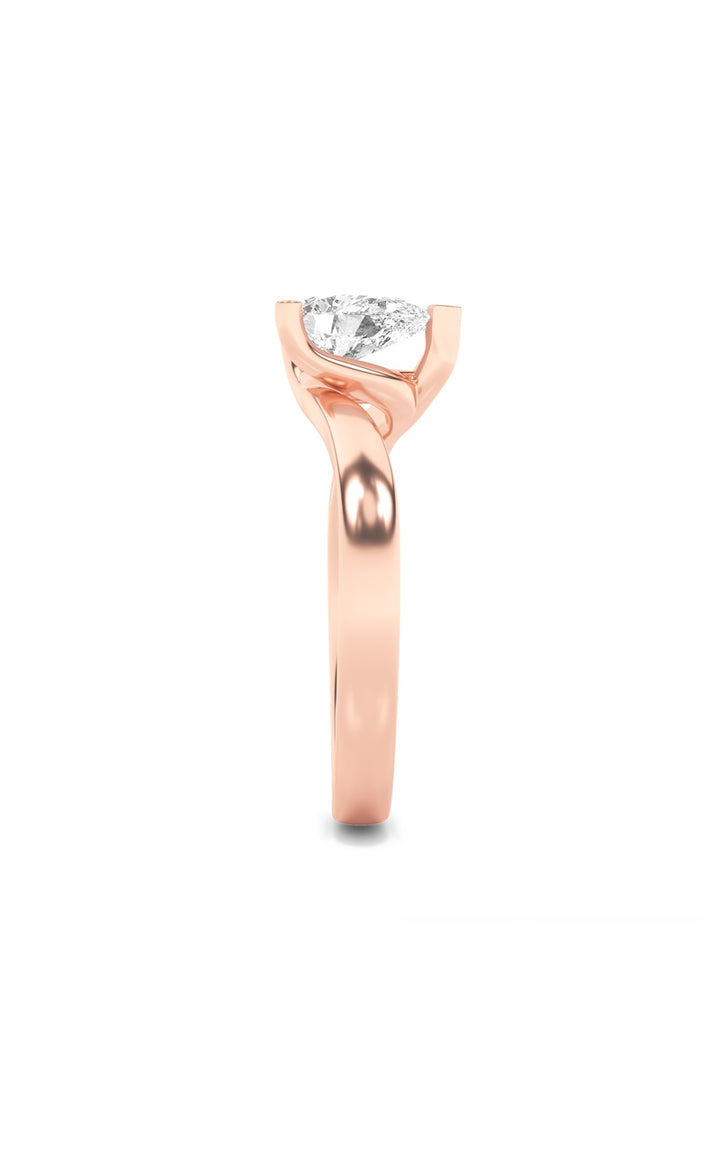 2CTW Pear Shaped Lab Grown Diamond (F/VS) Bypass Shank Engagement Ring in 14K Gold