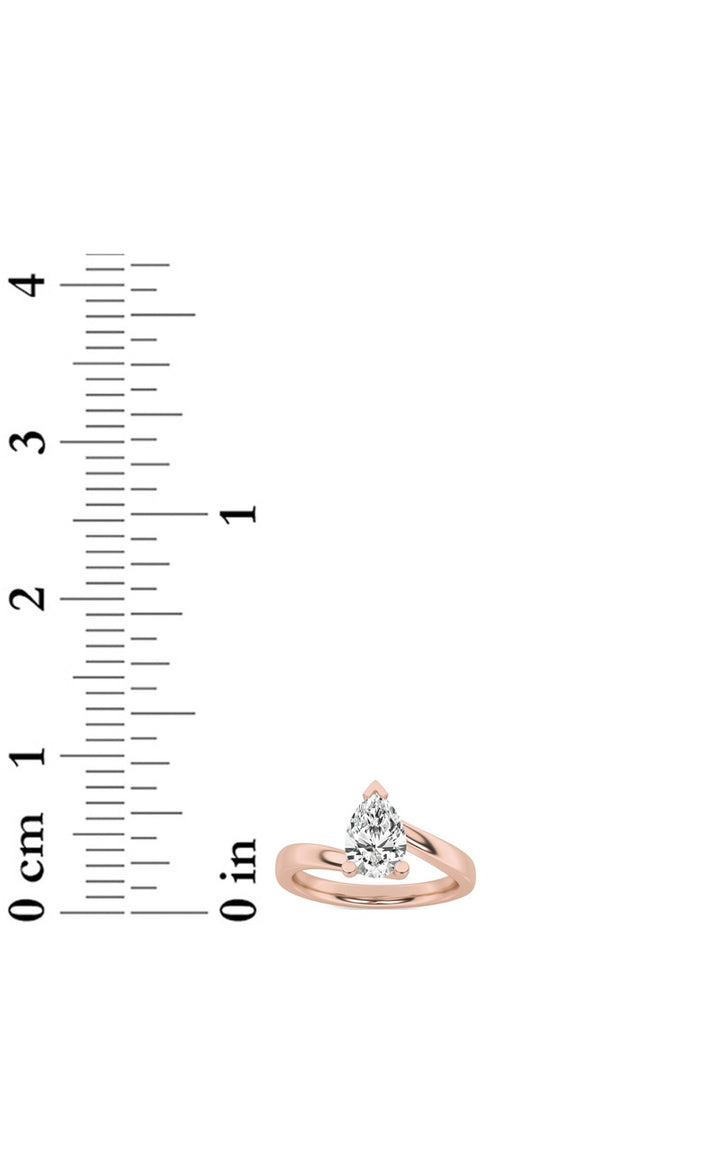 2CTW Pear Shaped Lab Grown Diamond (F/VS) Bypass Shank Engagement Ring in 14K Gold