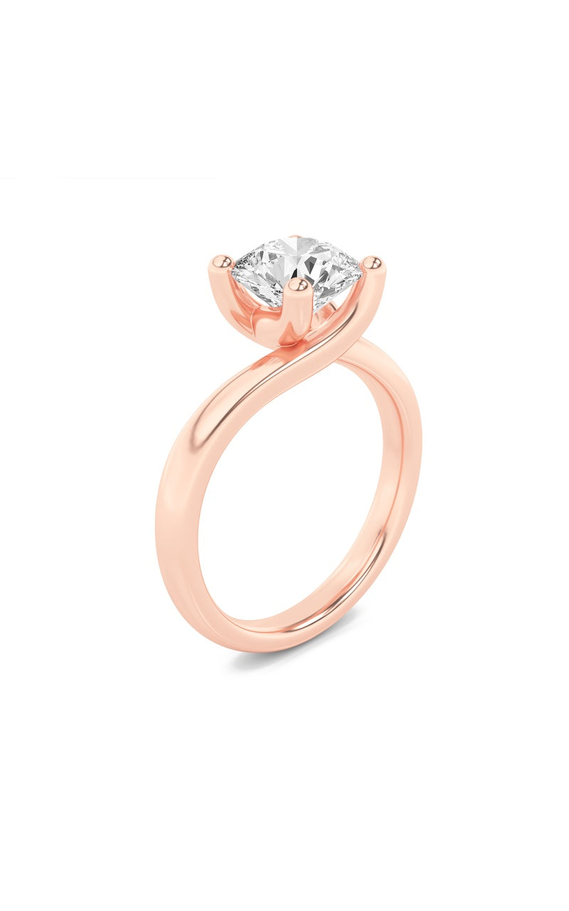 1CTW Round Shaped Lab Grown Diamond (F/VS) Bypass Shank Engagement Ring in 14K Gold