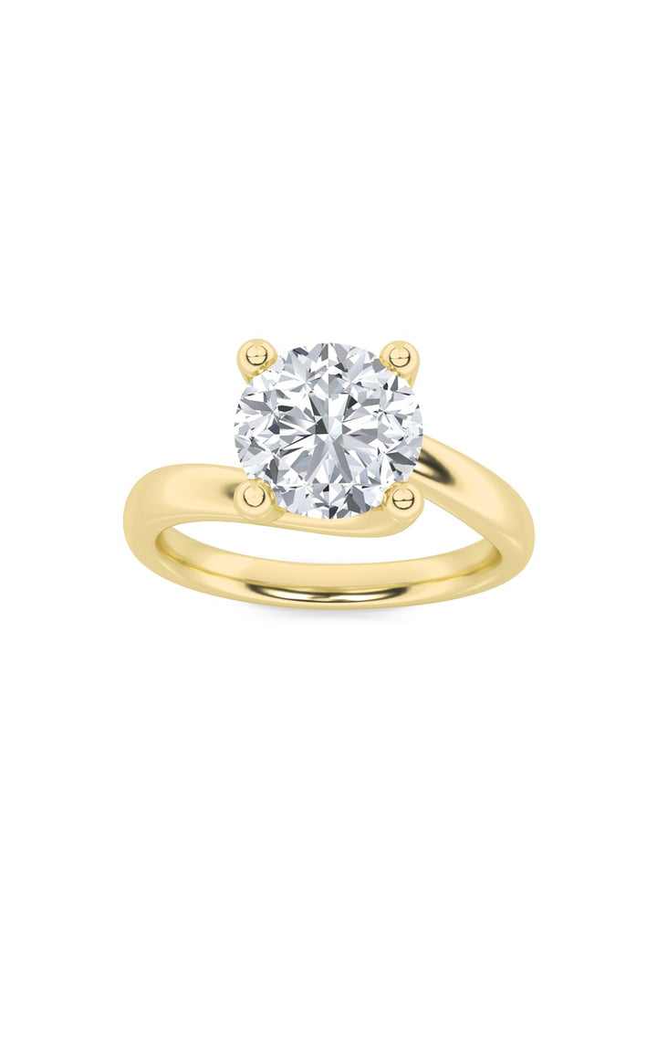 1.5Cttw Round Shaped Lab Grown Diamond (F/VS) Bypass Shank Engagement Ring in 14K Gold