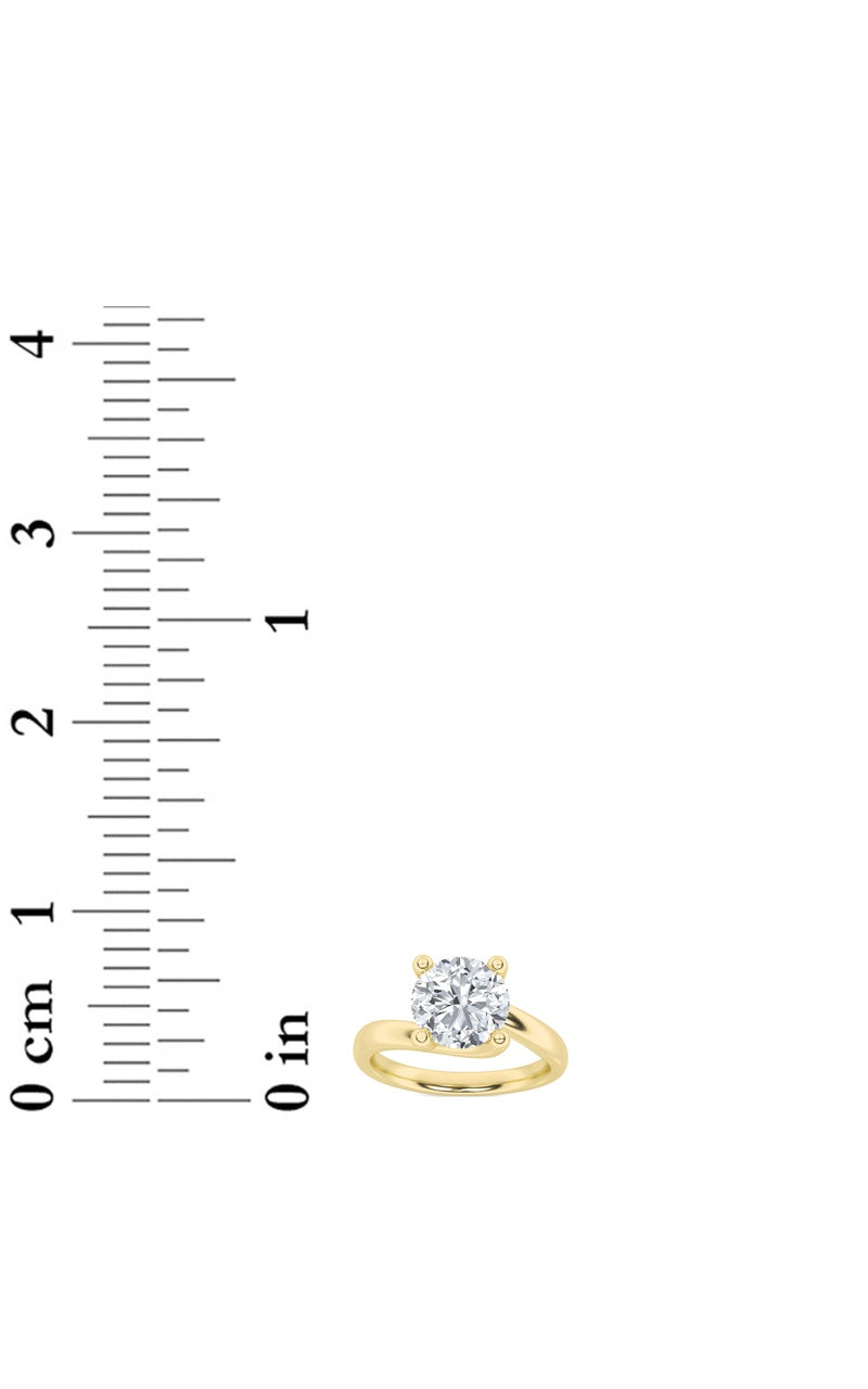 1.5CTW Round Shaped Lab Grown Diamond (F/VS) Bypass Shank Engagement Ring in 14K Gold