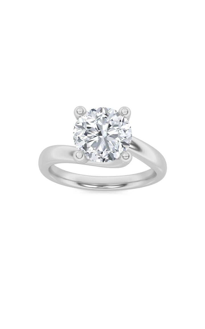 2CTW Round Shaped Lab Grown Diamond (F/VS) Bypass Shank Engagement Ring in 14K Gold