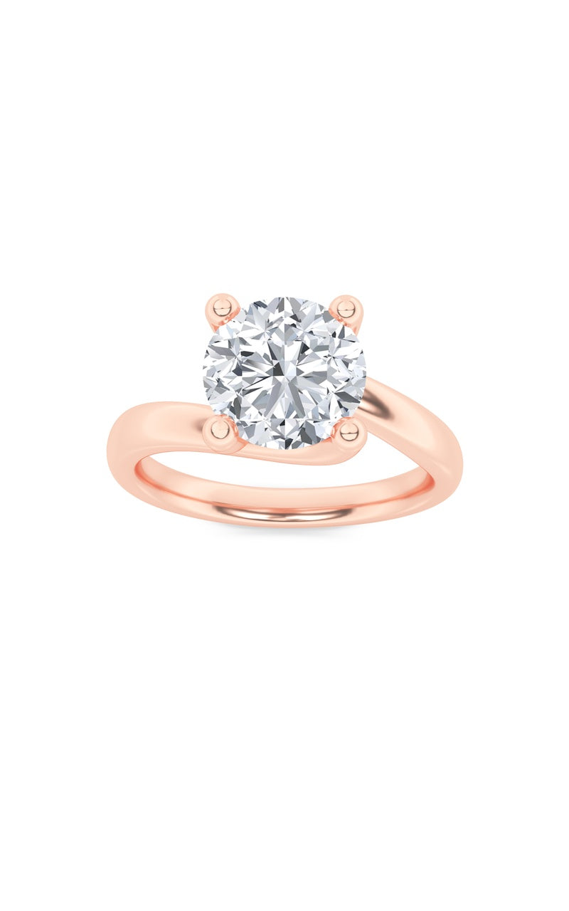 2CTW Round Shaped Lab Grown Diamond (F/VS) Bypass Shank Engagement Ring in 14K Gold