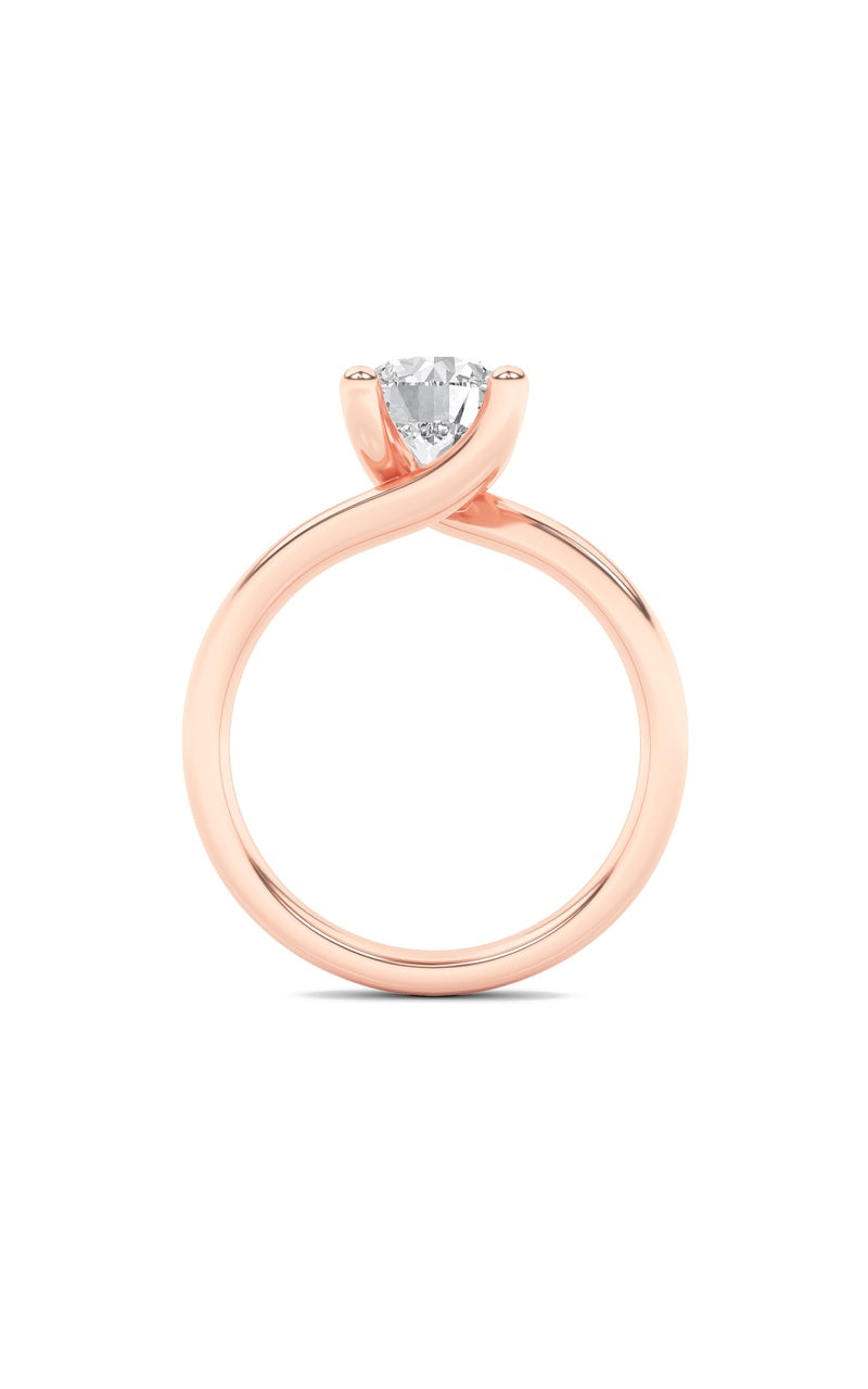 2CTW Round Shaped Lab Grown Diamond (F/VS) Bypass Shank Engagement Ring in 14K Gold