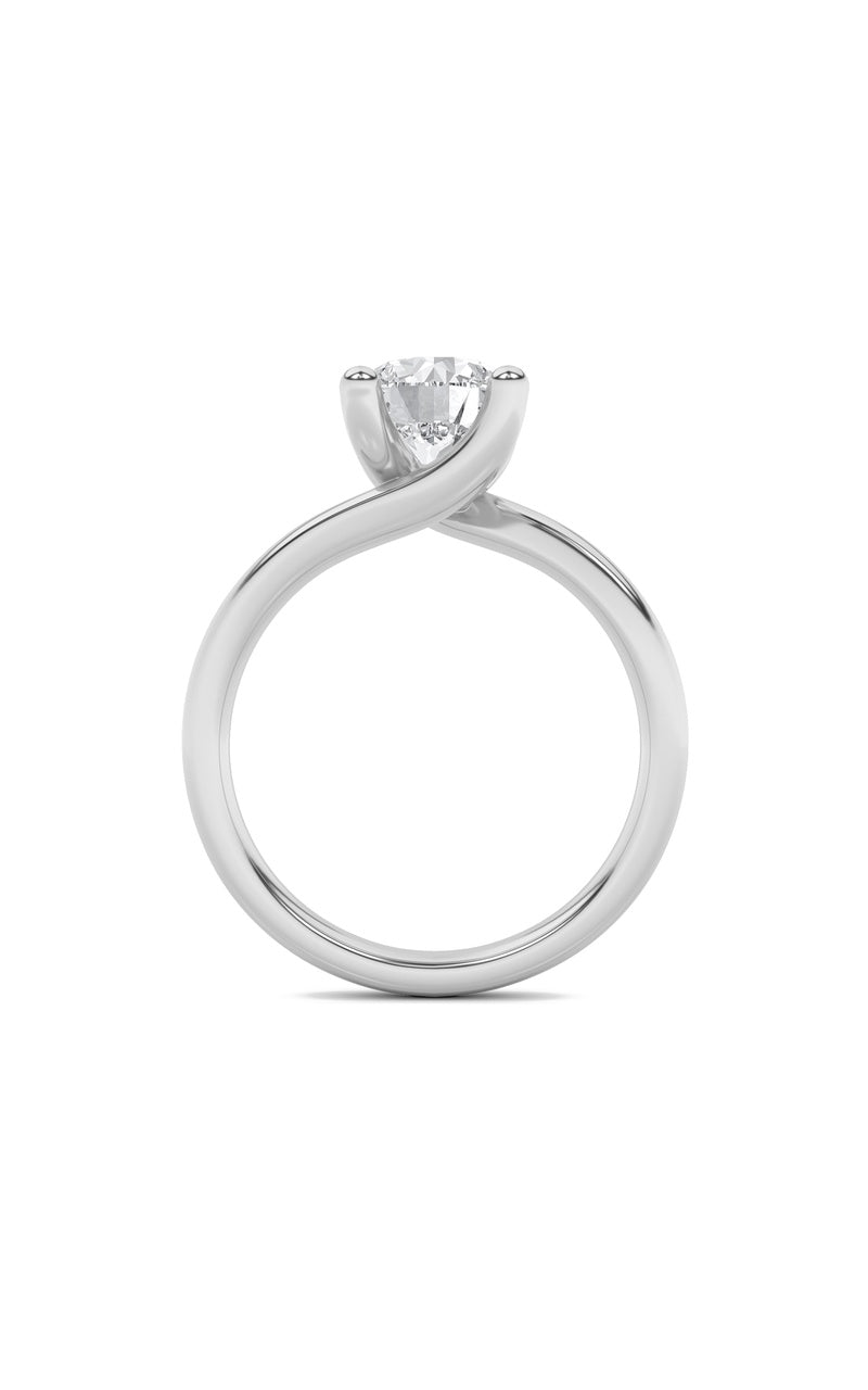 3CTW Round Shaped Lab Grown Diamond (F/VS) Bypass Shank Engagement Ring in 14K Gold