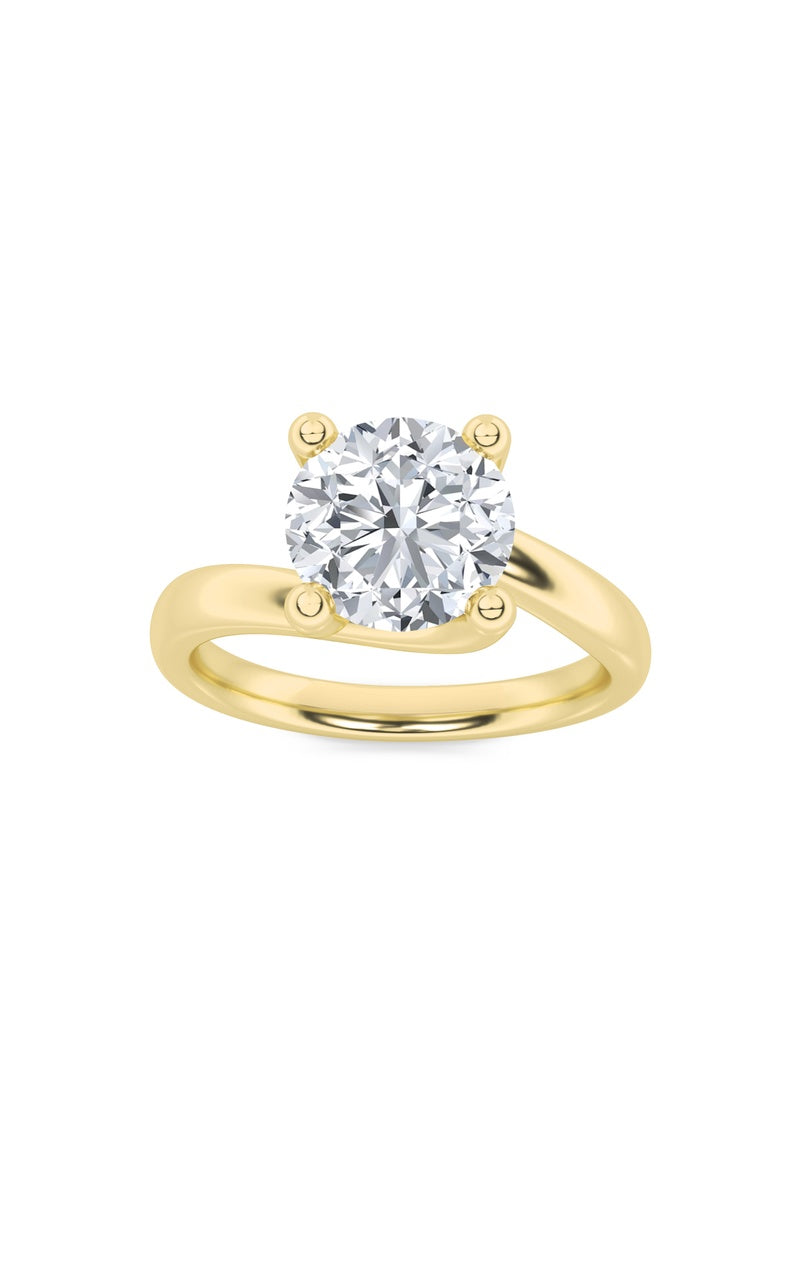 3CTW Round Shaped Lab Grown Diamond (F/VS) Bypass Shank Engagement Ring in 14K Gold