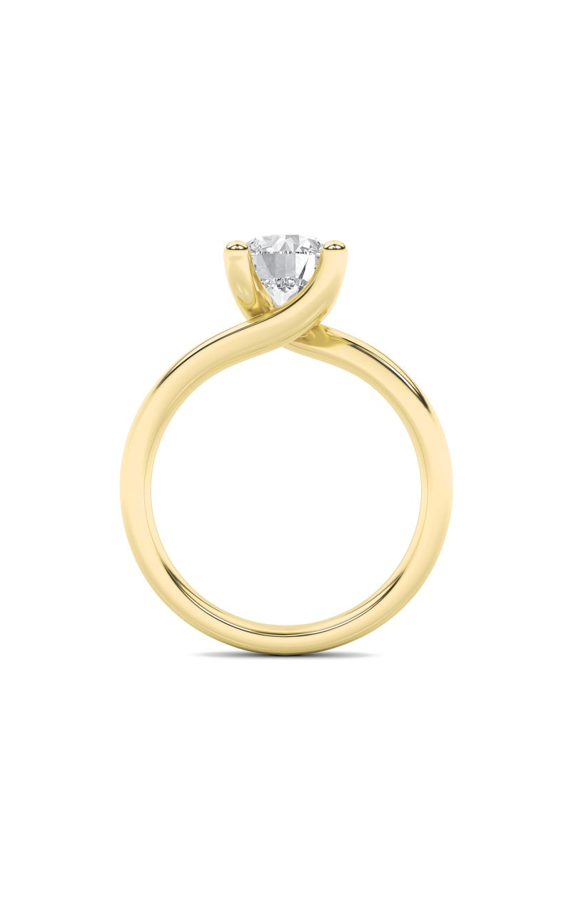 3CTW Round Shaped Lab Grown Diamond (F/VS) Bypass Shank Engagement Ring in 14K Gold