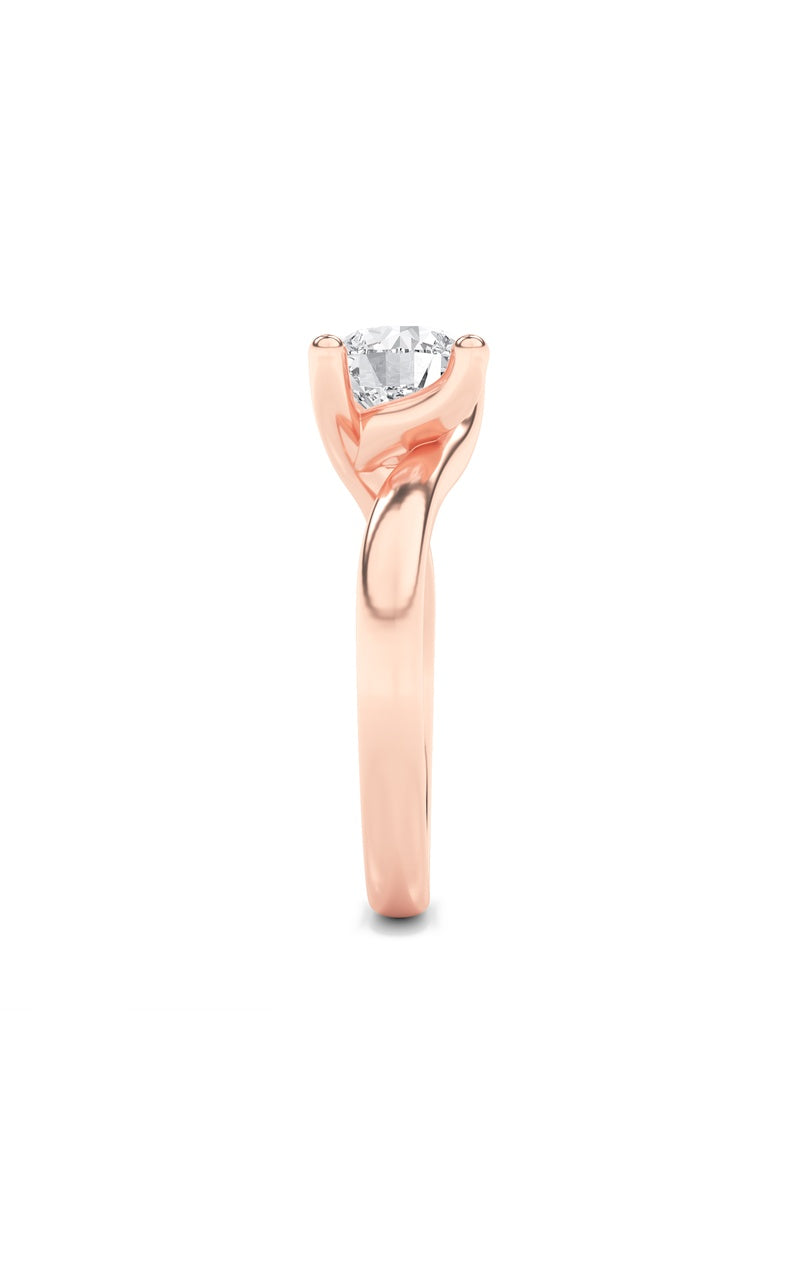 3CTW Round Shaped Lab Grown Diamond (F/VS) Bypass Shank Engagement Ring in 14K Gold